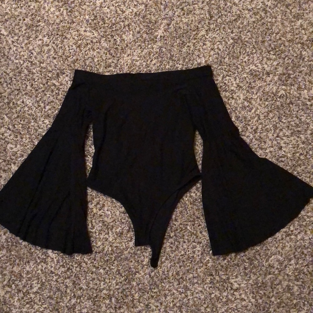 Off the shoulder black bodysuit